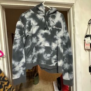 Champion Black and White Tie-Dye Hoodie